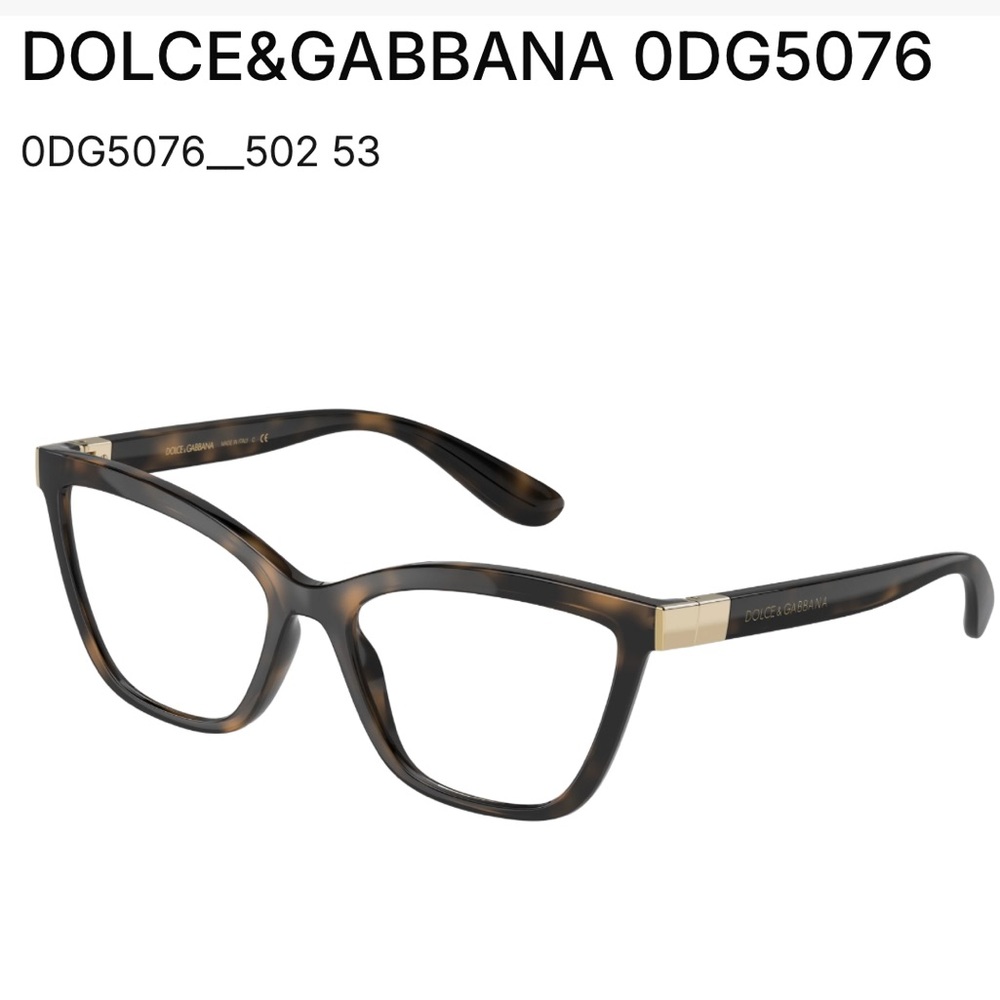 Dolce & Gabbana Brown Tortoiseshell Cat-Eye Glasses with Gold Accents